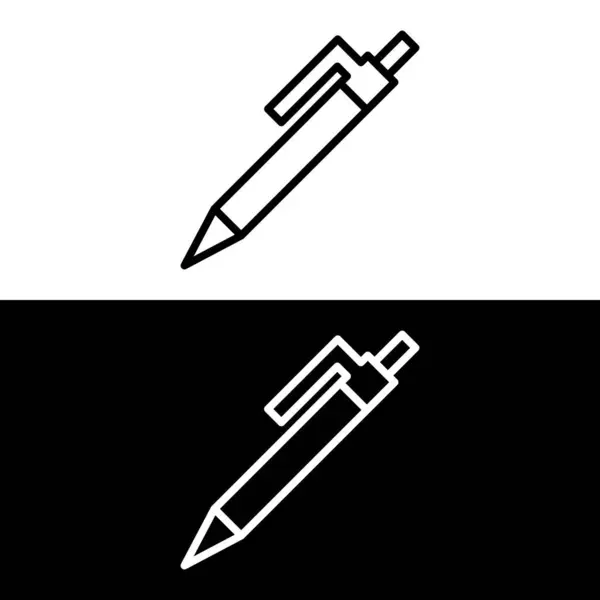 Penna Contorno Logo Vettoriale Pittogramma Lineare Isolato Bianco Nero Pixel — Vettoriale Stock
