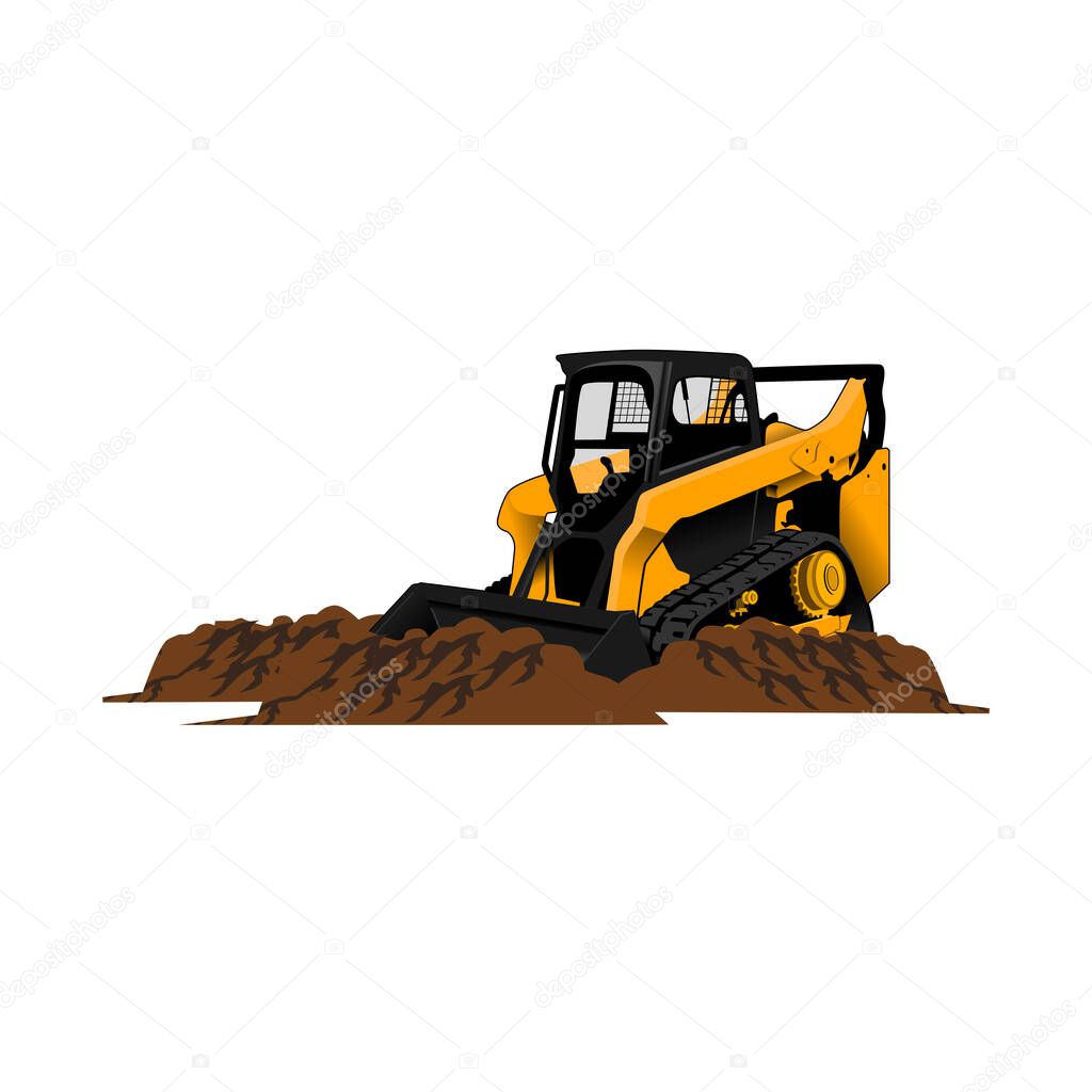 Skid steer heavy equipment illustration on white background