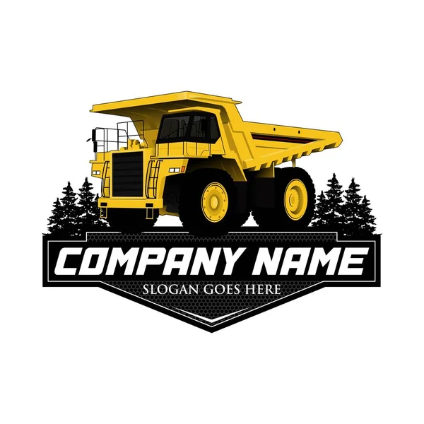Caminhão Basculante Projeto Logotipo Ilustração Caminhão Mineração — Vetor de Stock