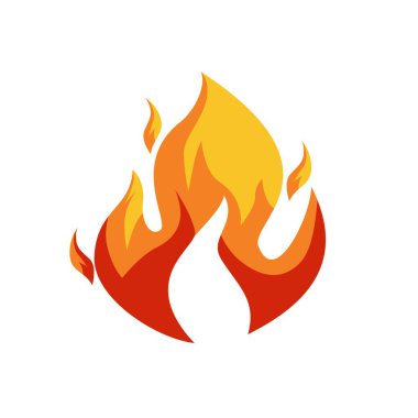 Beyaz arkaplanda Ateş Vektörü Sanatı