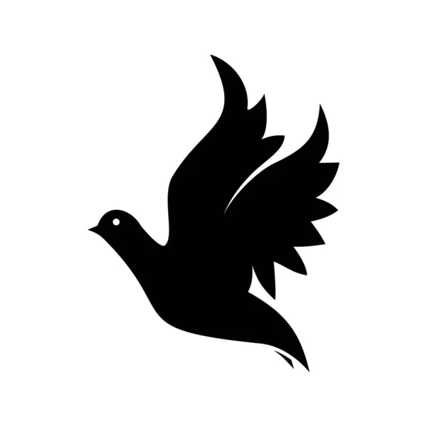 Silhouette Fliegende Taube Auf Weißem Hintergrund — Stockvektor
