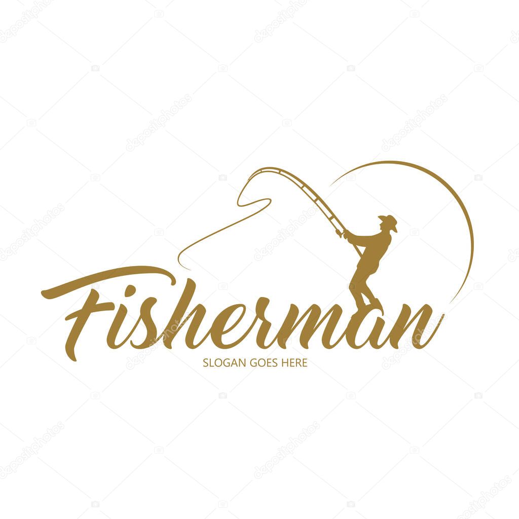Fisherman Logo Design on white background