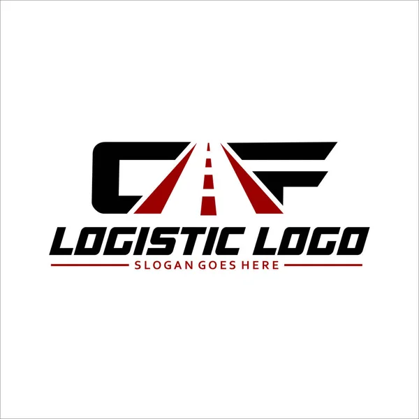 Lojistik Logo Vektörü. Beyaz arkaplanda CMF veya CF harflerinden oluşan lojistik taşıma logosu