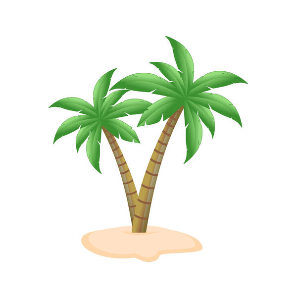 Vector Illustration Coconut Palm Tree Cartoon Style — Stock Vector