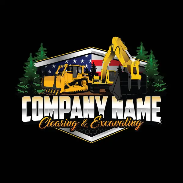 Logo Společnosti Land Clearing Excavating Company Vektorová Grafika