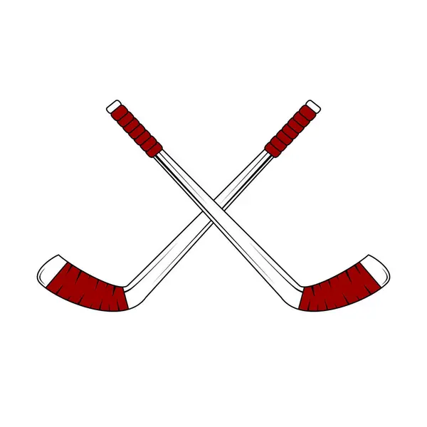 Çapraz hokey sopaları. Beyaz arkaplanda Hokey Çubuğu logosu ögesi