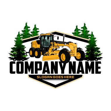 Beyaz arka planda motorlu yol ağır ekipman logosu