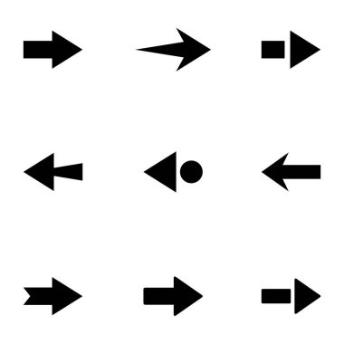 Düz biçimli farklı imleç ok yön simgeleri