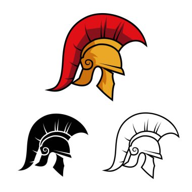 Antik Yunan Spartalı savaşçı miğferi logo için