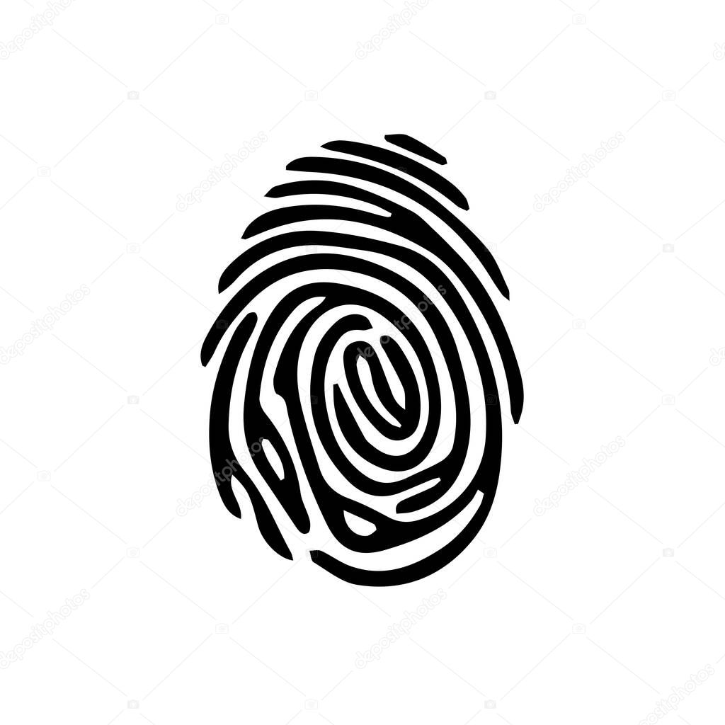 Black fingerprint on white background