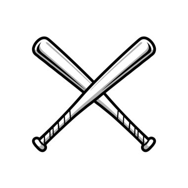 Siyah ve beyaz beysbol sopası vektörü. Basit tasarım ögesi