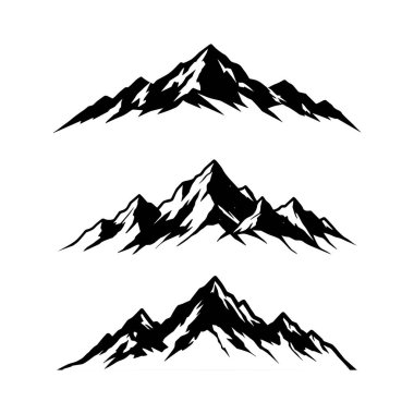 Dağ logosu vektörü kümesi. Dağ silueti soyut arkaplan simgesi tasarımı