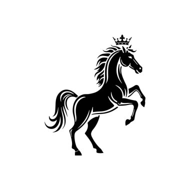 Logo tasarımı için tacı olan at silueti.