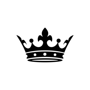 Taç simgesi. Beyaz arka planda izole edilmiş taç sembolü. Taç işareti.