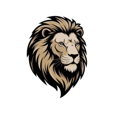 Beyaz arkaplanda gerçekçi erkek aslan baş vektör sanatı