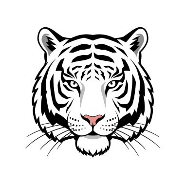 Siyah ve beyaz kaplan maskotu. Logo tasarımı için mükemmel. Parmak izi, giysi ve amblem.