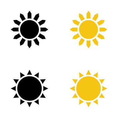Güneş simgeleri ayarlandı, güneş ışığı güneş ikonu vektör resimleme simgeleri beyaz arkaplanda
