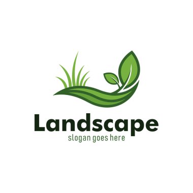 Peyzaj, çiftlik, tarım, bahçe, beyaz arka planda doğa logo tasarım vektörü