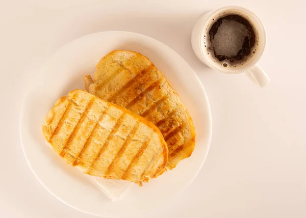 Pan Tostado Con Mantequilla Derretida Comida Brasileña Para Desayuno Vista — Foto de Stock
