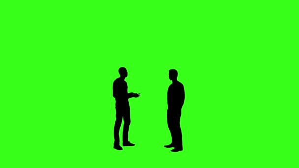Sziluett Emberek Zöld Háttérrel Beszélnek Sziluett Ember Fekete Emberek Beszélnek — Stock videók