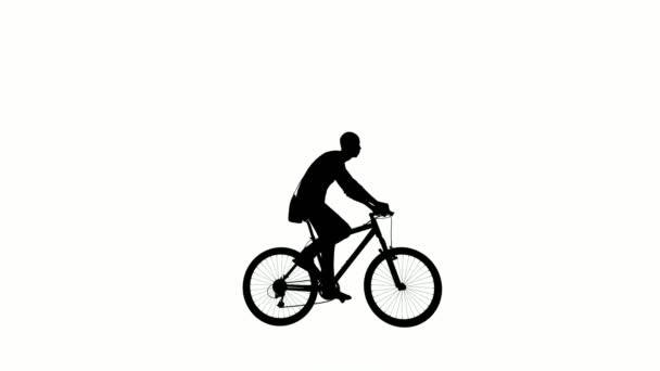 Ludzie Sylwetką Jeżdżą Białym Tle Sylwetka Czarny Ludzie Jeździć Rower — Wideo stockowe