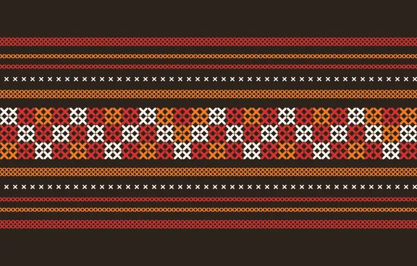 Abstracto Seamless Ethnic Akha Tela Bordada Diseño Patrón Para Textil — Vector de stock