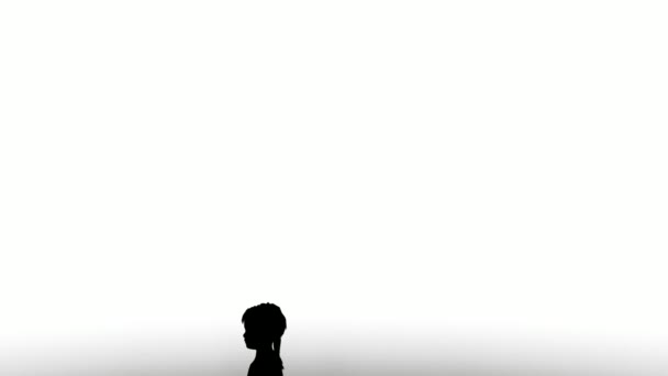 Silueta Lidé Chodí Bílém Pozadí Silueta Černošky Kráčející Komunikovat Bílé — Stock video