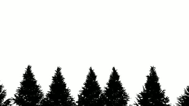 Silhuettjuletre Hvit Bakgrunn Silhouette Merry Jule Julescenen Vindskjerm Utforming Animasjon – stockvideo