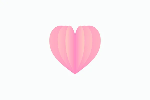 ホワイトペーパーのピンクハートバレンタインデーフェスティバルの空とラインデザインの抽象的な背景 母の日 ポスターハート バナー ギフトカード ベクトルイラスト — ストックベクタ
