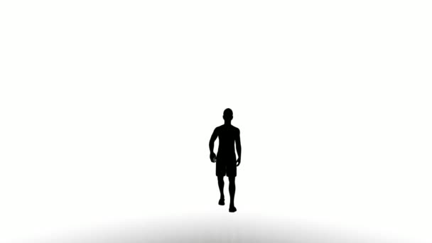 Silueta Personas Caminan Sobre Fondo Blanco Silueta Personas Negras Caminando — Vídeos de Stock