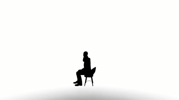 Pessoas Silhueta Sentar Fundo Branco Povos Pretos Silhueta Sentam Cadeira — Vídeo de Stock
