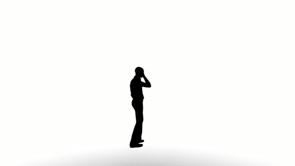 Silhouette Les Gens Parlent Sur Fond Blanc Silhouette Homme Noir — Video