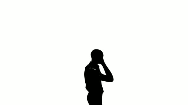 Silhouette Stehen Menschen Auf Weißem Hintergrund Silhouette Schwarze Menschen Stehen — Stockvideo