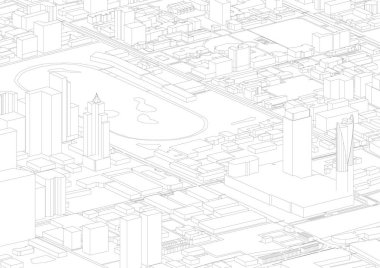 İzometrik mimari Bangkok şehir taslağı. Mimarlık binası, kentsel, beyaz arkaplan soyut, vektör ile izometrik bilgi. Mimari, web pankartı ve konsept için izometrik tasarım.