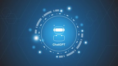 chatGPT Ai artificial intelligence technology hitech concept. chat GPT with smart bot, open Ai, line, lights, technology Abstract, vector. design for chat, web banner, background, transformation.