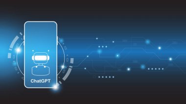 chatGPT Ai artificial intelligence technology hitech concept. chat GPT with smart bot, open Ai, line, lights, technology Abstract, vector. design for chat, web banner, background, transformation.