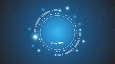 chatGPT Ai artificial intelligence technology hitech concept. chat GPT with smart bot, open Ai, line, lights, technology Abstract, vector. design for chat, web banner, background, transformation.