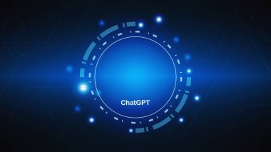 chatGPT Ai artificial intelligence technology hitech concept. chat GPT with smart bot, open Ai, line, lights, technology Abstract, vector. design for chat, web banner, background, transformation.