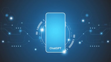 chatGPT Ai artificial intelligence technology hitech concept. chat GPT with smart bot, open Ai, line, lights, technology Abstract, vector. design for chat, web banner, background, transformation.