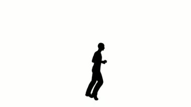 silhouette people run on white background. silhouette black people running communicate white screen. design for animation, people ran, isolate, speak, person, human, silhouette body.