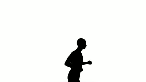 Silhouette People Run White Background Silhouette Black People Running Communicate — Stock video