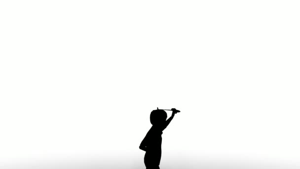 Silhouette People Run White Background Silhouette Black People Running Communicate — Wideo stockowe