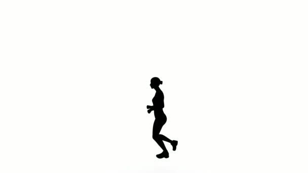Silhouette People Run White Background Silhouette Black People Running Communicate — Stock video