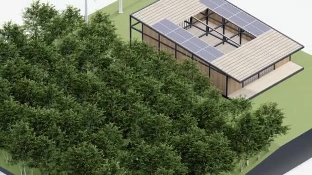 Eco House Ισομετρική Φύση Βιώσιμη Πράσινο Ισομετρικό Οικιακό Περιβάλλον Ηλιακό — Αρχείο Βίντεο