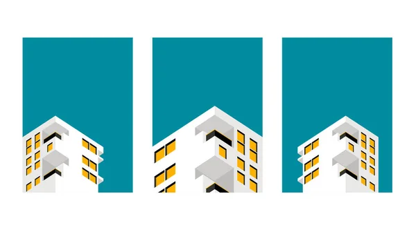 建築抽象ポスターカバー 幾何学的な形状の建物の最小限のポスター アーキテクチャカバー トレンディーな色 ベクトル 建築の背景 ポスター ウェブ プリント バナーのデザイン — ストックベクタ