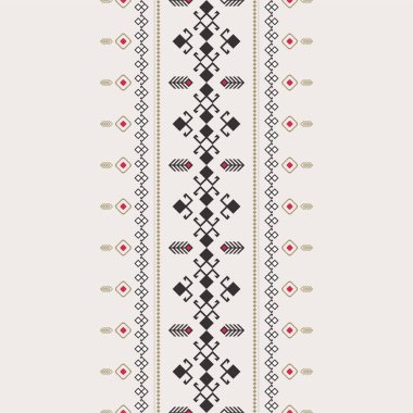 Etnik desen tasarımı arka plan baskısı soyut, dikişsiz vektör tekstili. Etnik stil grafik kumaş süslemesi geometrik dekoratif dekorasyon sanat duvar kağıdı. Etnik sanat çiçekleri.