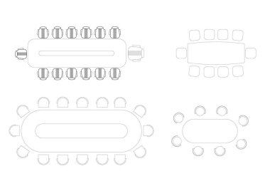 Mobilya ikonu iç plan görünümü üst küme vektörü. Mimari ev çizgisi ev taslağı daire koleksiyonu izole tasarım projesi planı.