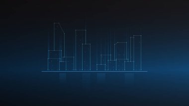 cityscape technology background concept. city space bright glowing neon, data blue line circle lights, technology Abstract, vector. city for tech, web banner, web site, communication, transformation.