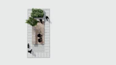 Mimari manzaralı bahçe manzarası teras tasarımı modern 3D tasarım. Bahçe tropikal dış bahçe ağaç dalı beton süslemesi. park kavramı boş.