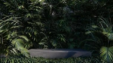 Doğal arka plan ürünü orman boş yeşil doğal ekran podyumu kozmetik. Güzellik platformu yaz kaidesi sahnesi açık hava desenli bitki tropikal. Ağaç taşı yaprağı bahçesi terfisi taze model.